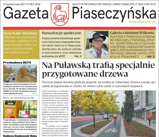 Pierwsza strona Gazety Piaseczyńskiej nr 6/2021