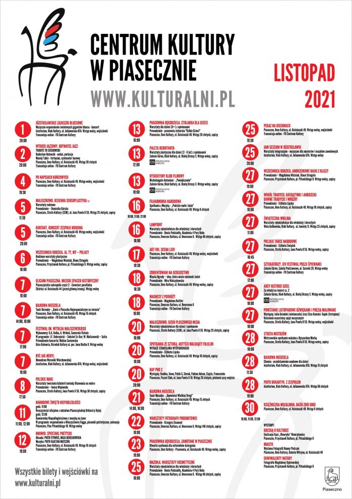 Kulturalny listopad 2021 Kalendarium kulturalny listopad 2021