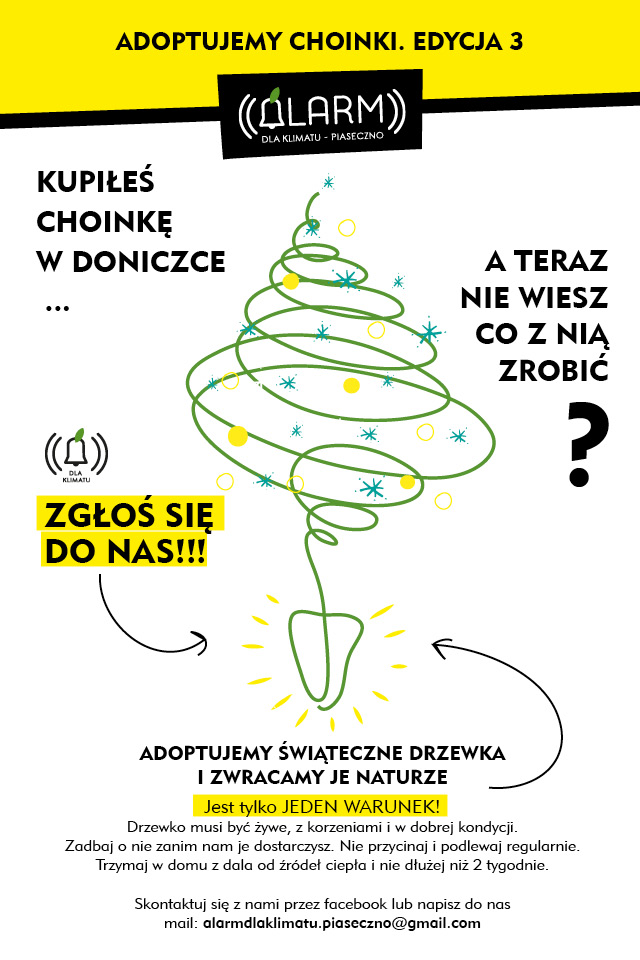 III edycja akcji „Adoptujemy świąteczne drzewka i zwracamy je naturze”. Grafika z symbolicznym rysunkiem choinki.