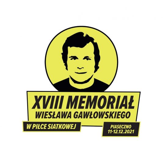 czarno żółte logo 18. memoriału z wizerunkiem W. Gawłowskiego