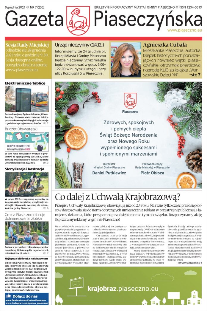 Okładka Gazety Piaseczyńskiej nr 7/2021