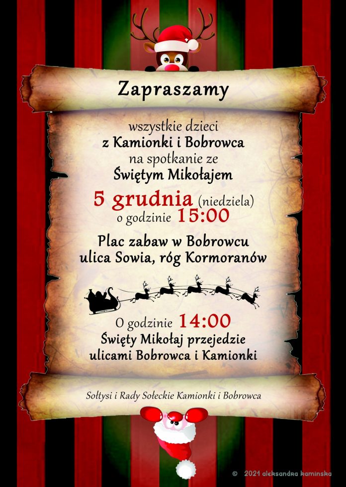 Plakat wydarzenia Mikołajki Bobrowca i Kamionki