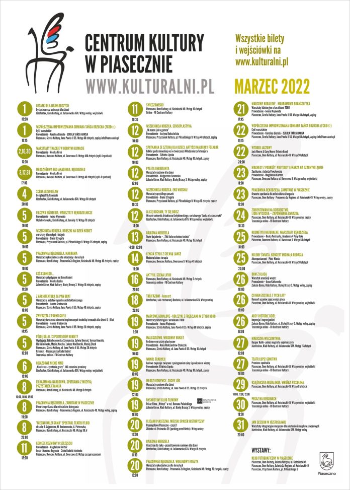 Kulturalny marzec 2022 Plakat zbiorczy. Kulturalny marzec 2022