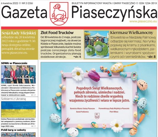 Pierwsza strona Gazeta Piaseczyńska nr 3/2022
