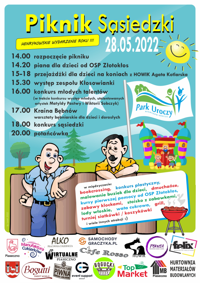 Plakat wydarzenia Piknik Sąsiedzki w Henrykowie-Uroczu