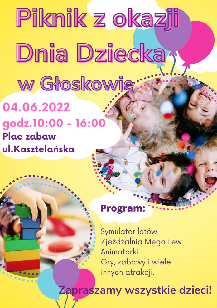 Plakat wydarzenia Piknik z okazji Dnia Dziecka w Głoskowie