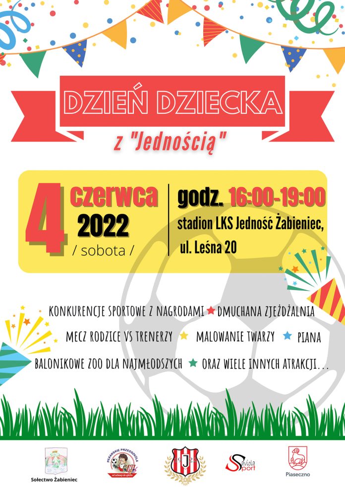 Plakat wydarzenia Dzień Dziecka z Jednością w Żabieńcu
