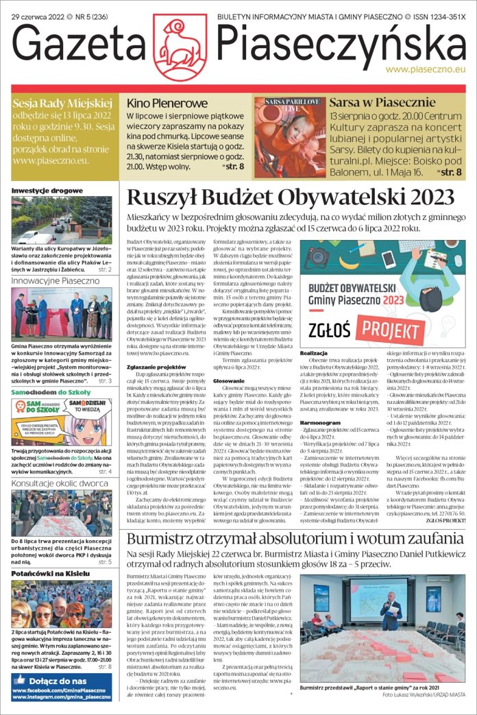 Gazeta Piaseczyńska nr 5/2022 Ilustracja. Okładka. Gazeta Piaseczyńska nr 5/2022