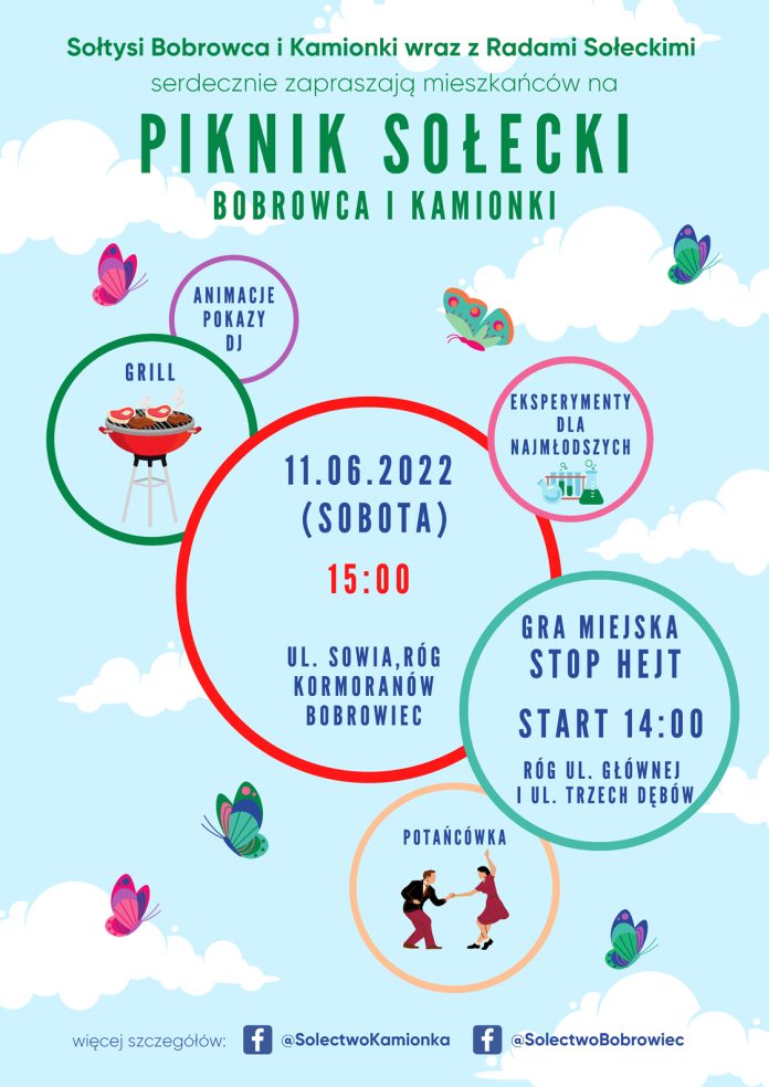 Plakat wydarzenia Piknik dla mieszkańców Bobrowca i Kamionki