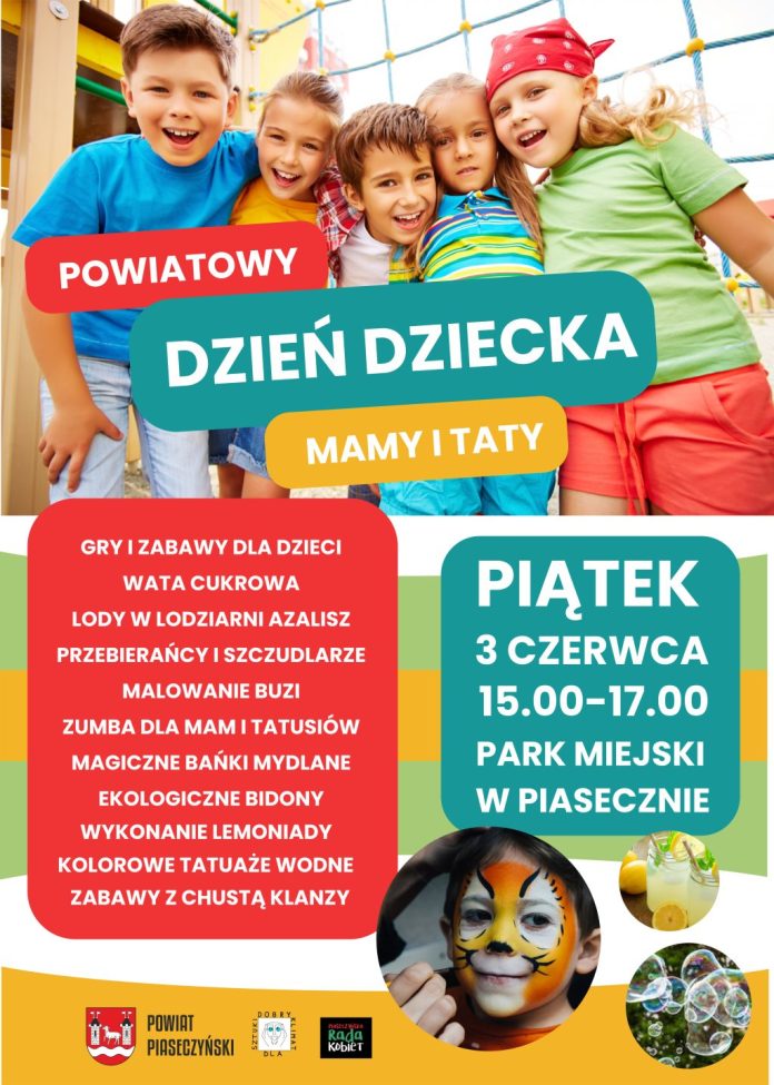 Plakat wydarzenia Powiatowy Dzień Dziecka, Mamy i Taty