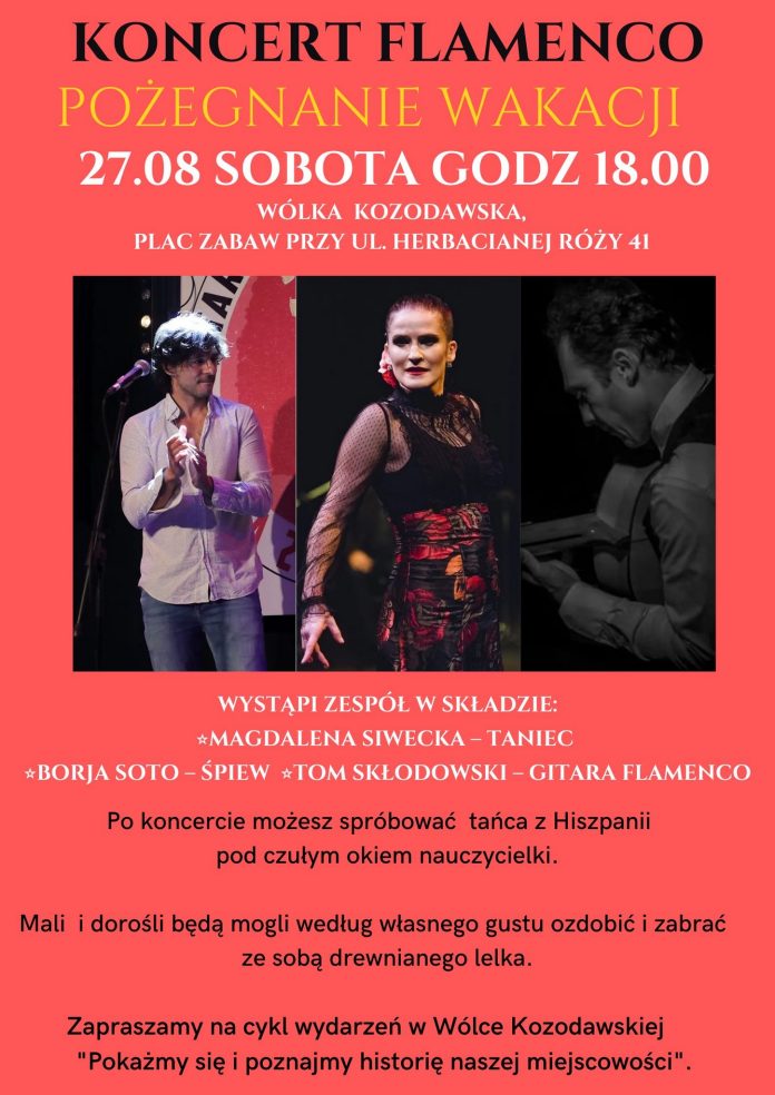 Plakat wydarzenia Pożegnanie wakacji - koncert flamenco w Wólce Kozodawskiej
