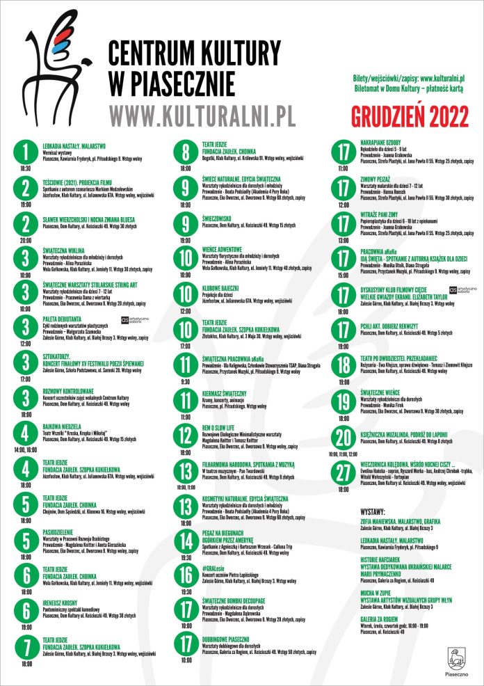 Kulturalny grudzień 2022 Plakat zbiorczy Kulturalny grudzień 2022