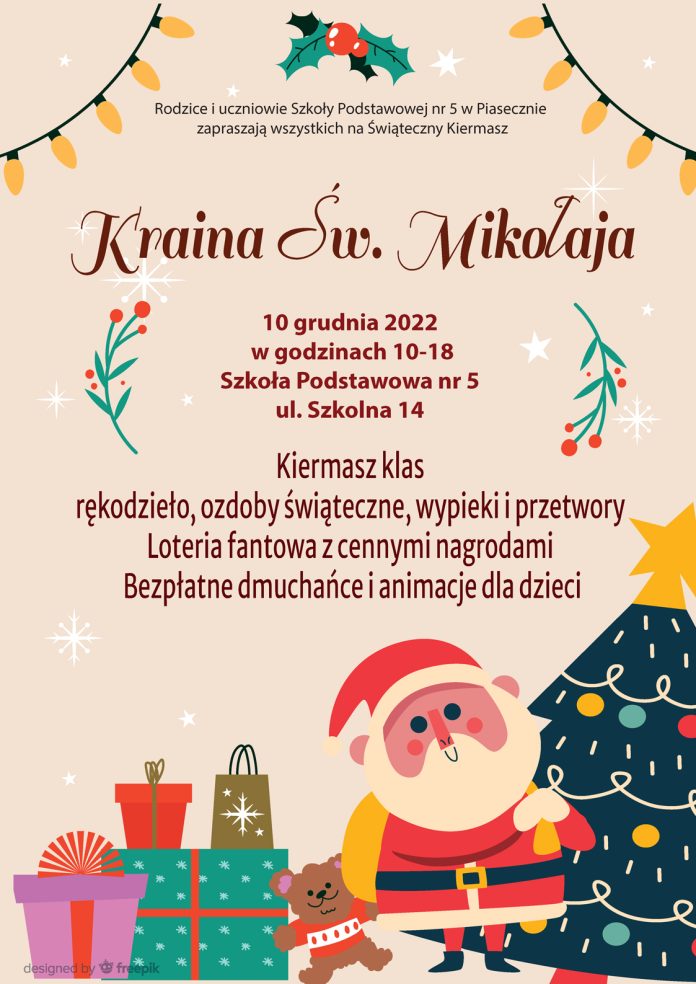 Plakat Świąteczny Kiermasz Kraina Świętego Mikołaja