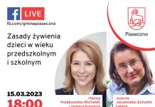 Na plakacie Wiceburmistrz Miasta i Gminy Piaseczno Hanna Kułakowska-Michalak i dietetyk Joanna Jaczewska-Schuetz