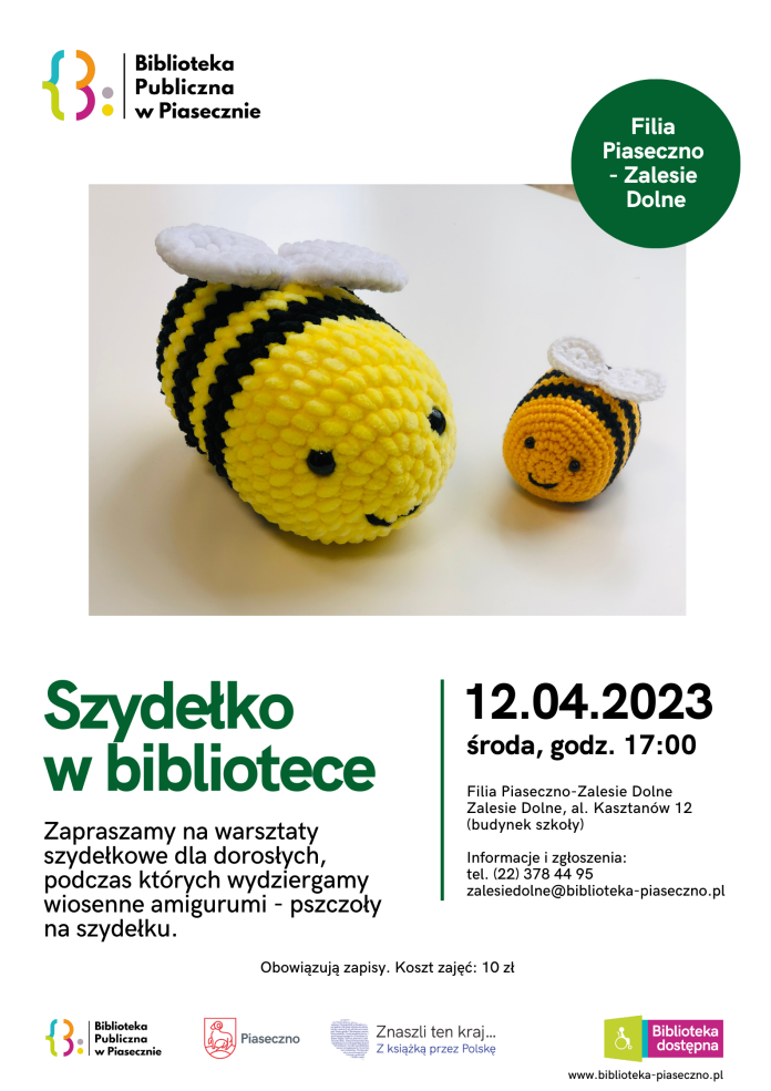 Szydełko w bibliotece – pszczoła