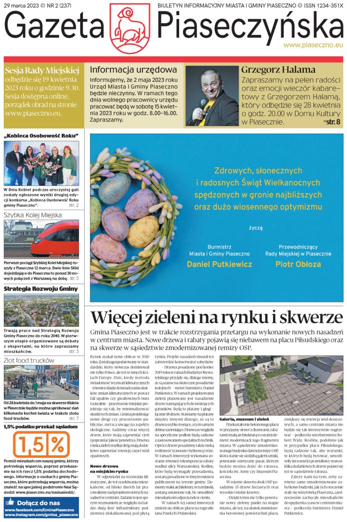 Gazeta Piaseczyńska nr 2/2023 Gazeta Piaseczyńska nr 2/2023 - pierwsza strona gazety
