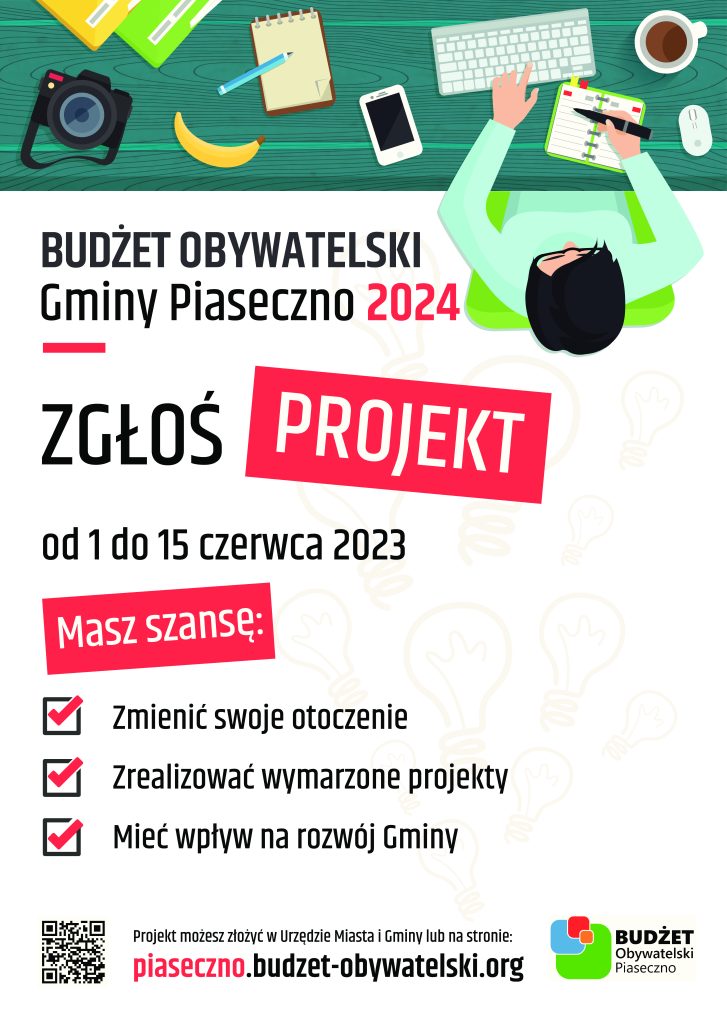 Plakat Budżetu Obywatelskiego w Gminie Piaseczno na rok 2024
