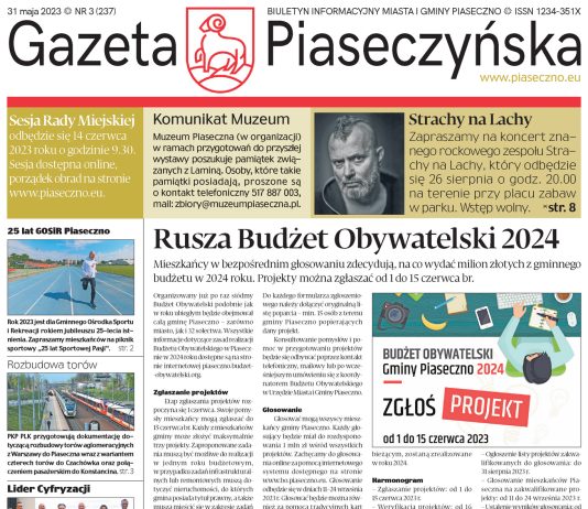 Pierwsza strona Gazeta Piaseczyńska nr 3/2023