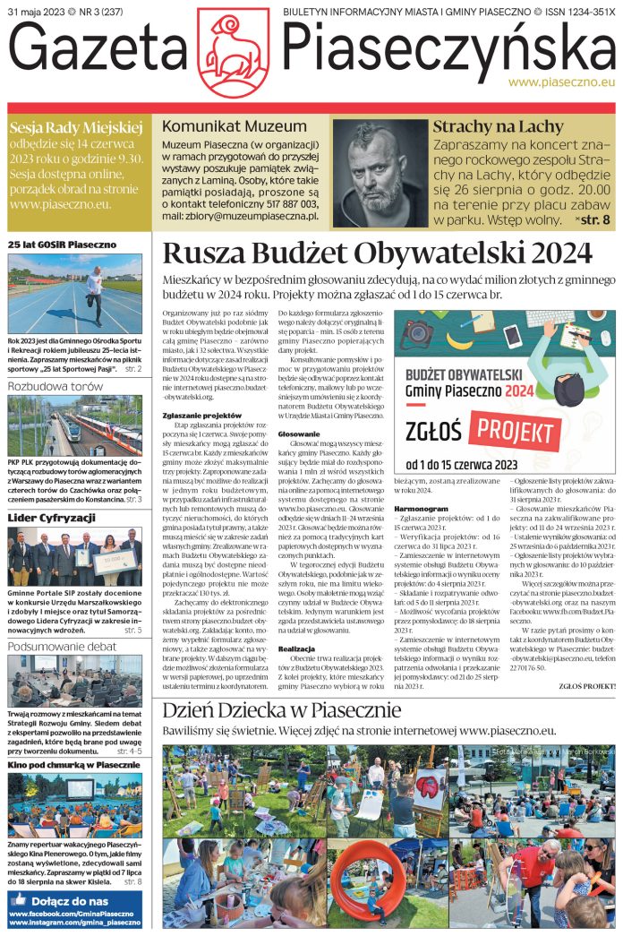 Gazeta Piaseczyńska nr 3/2023 Pierwsza strona Gazeta Piaseczyńska nr 3/2023