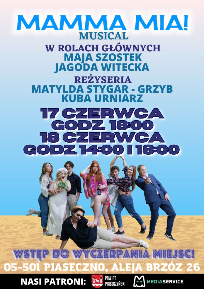 Plakat Musical Mamma Mia! w Platerówce