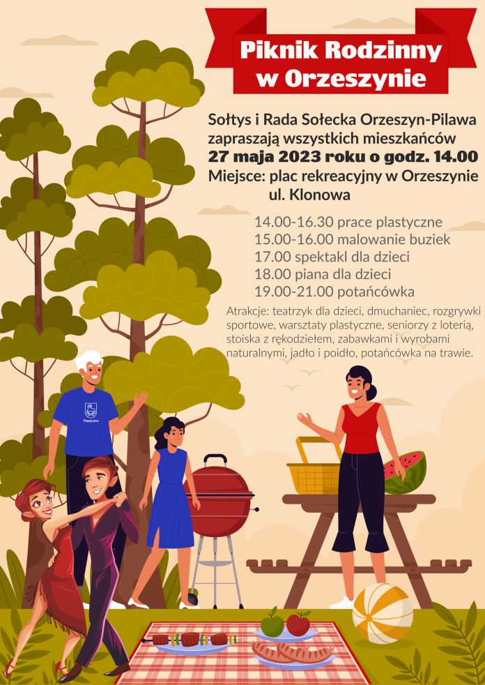 Plakat Piknik Rodzinny Majówka w Orzeszynie