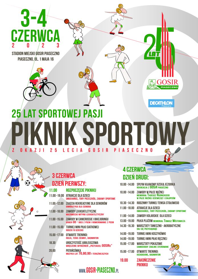 25 lat Sportowej Pasji - Piknik Sportowy z okazji 25-lecia GOSiR, Stadion Miejski w Piasecznie 3-4.06.2023 r.