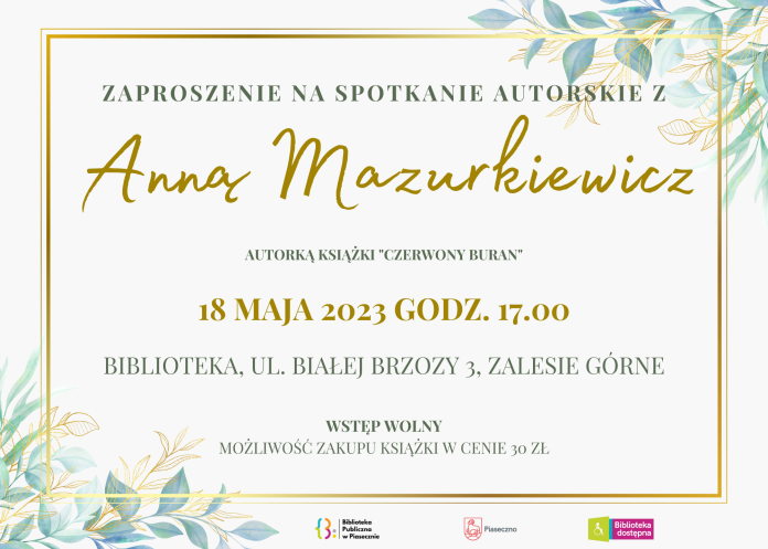 Plakat Spotkanie autorskie z Anną MazurkiewiczSpotkanie autorskie z Anną Mazurkiewicz