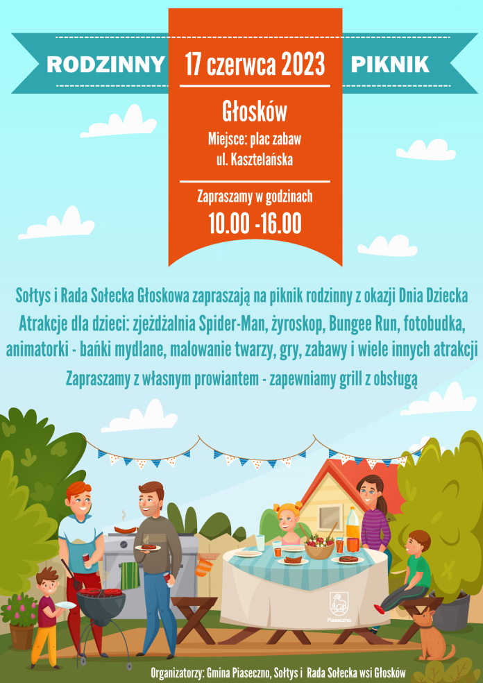 Plakat Piknik rodzinny z okazji Dnia Dziecka w Głoskowie