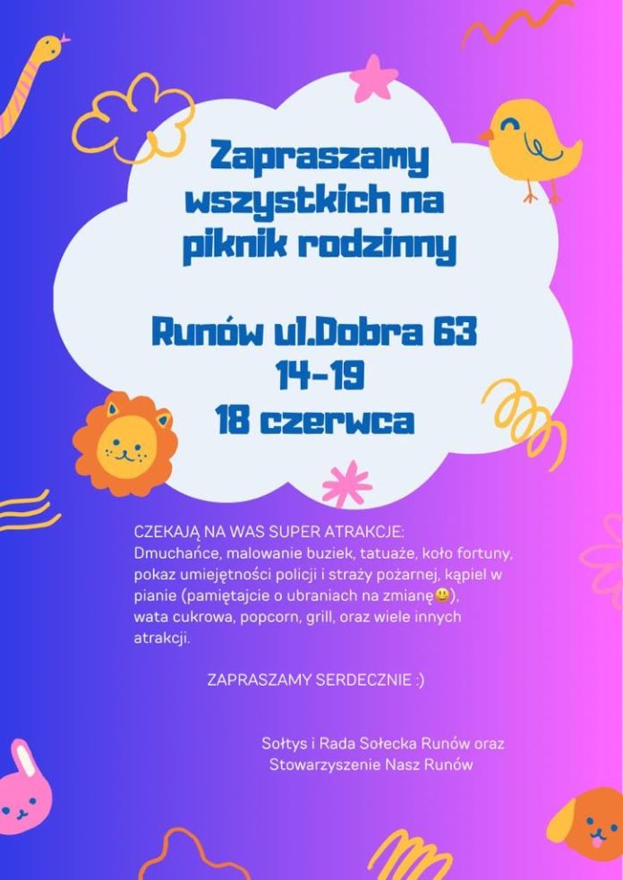 Plakat Piknik Rodzinny w Runowie