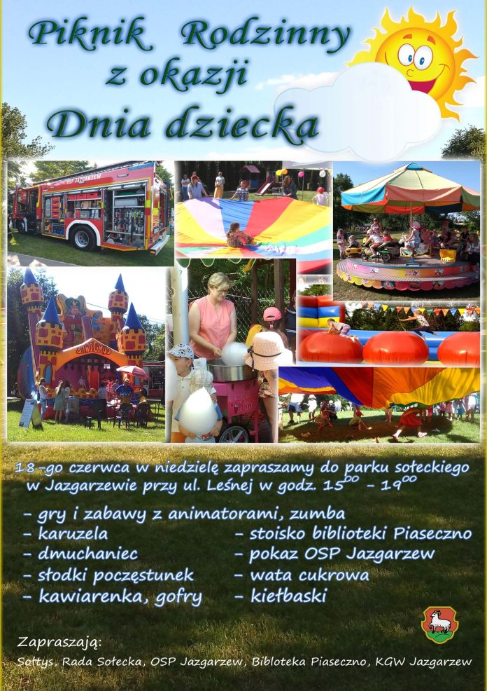 Plakat Piknik rodzinny z okazji Dnia Dziecka w Jazgarzewie
