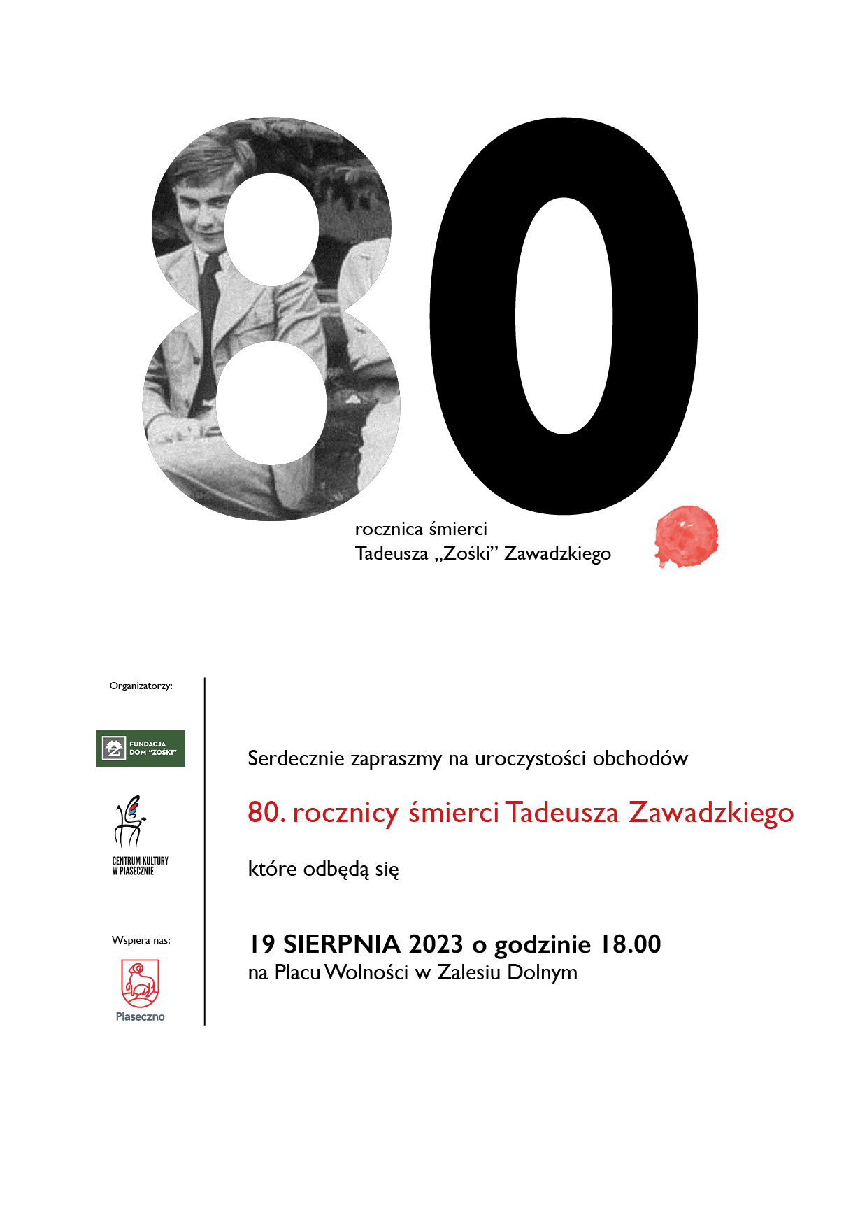 Plakat 80 rocznica śmierci Tadeusza "Zośki" Zawadzkiego