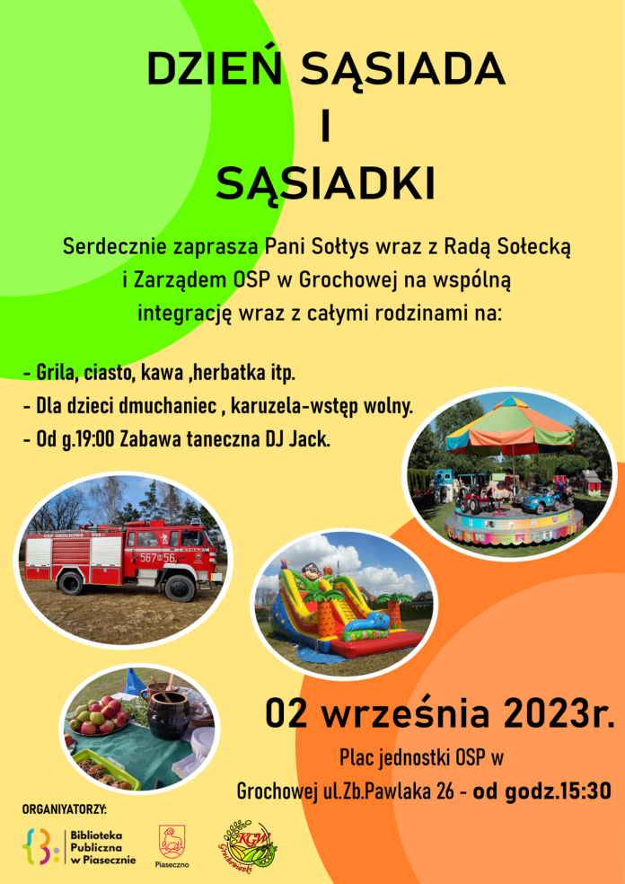 Plakat wydarzenia Dzień Sąsiada i Sąsiadki w Grochowej