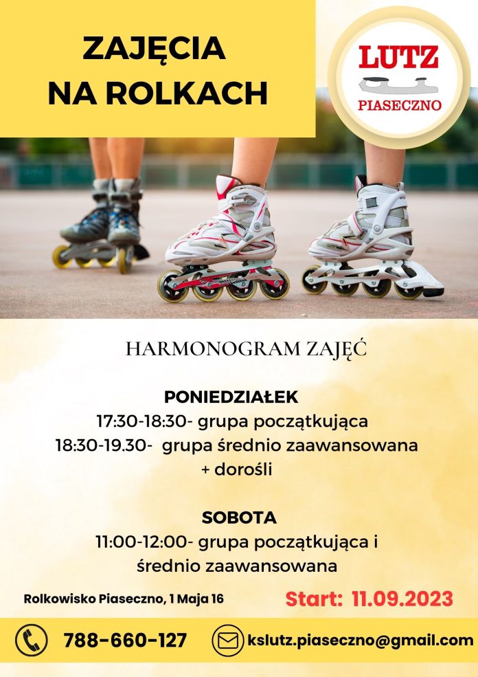 Plakat zajęcia na rolkach - Rolkowisko Piaseczno 2023