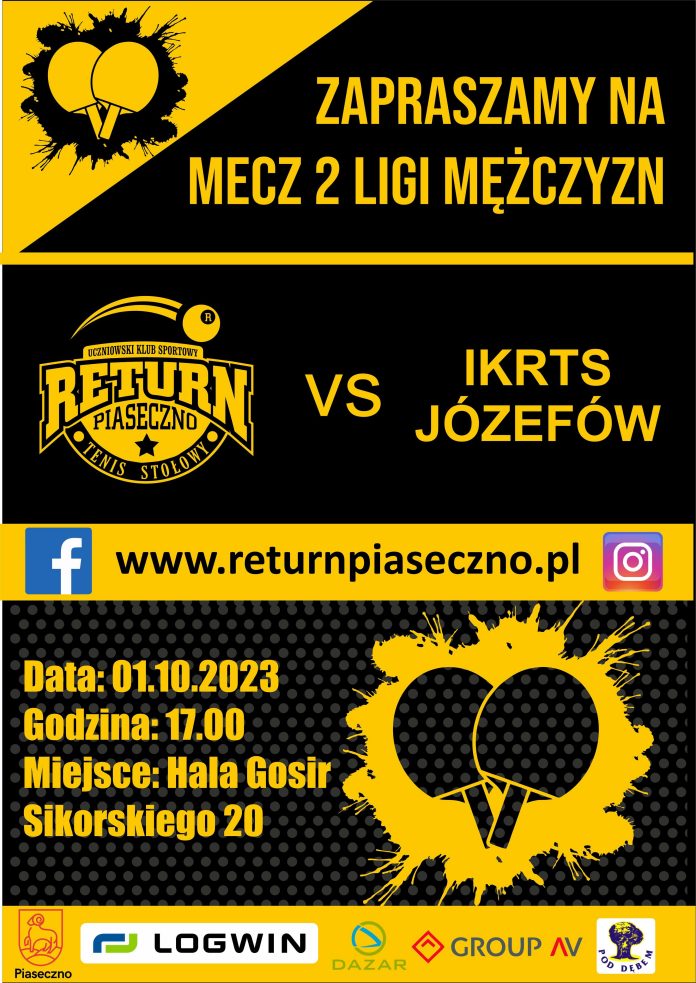 Mecz II ligi mężczyzn w tenisie stołowym Uks Return Piaseczno vs. IRKTS Józefów - 01.10.2023 r.