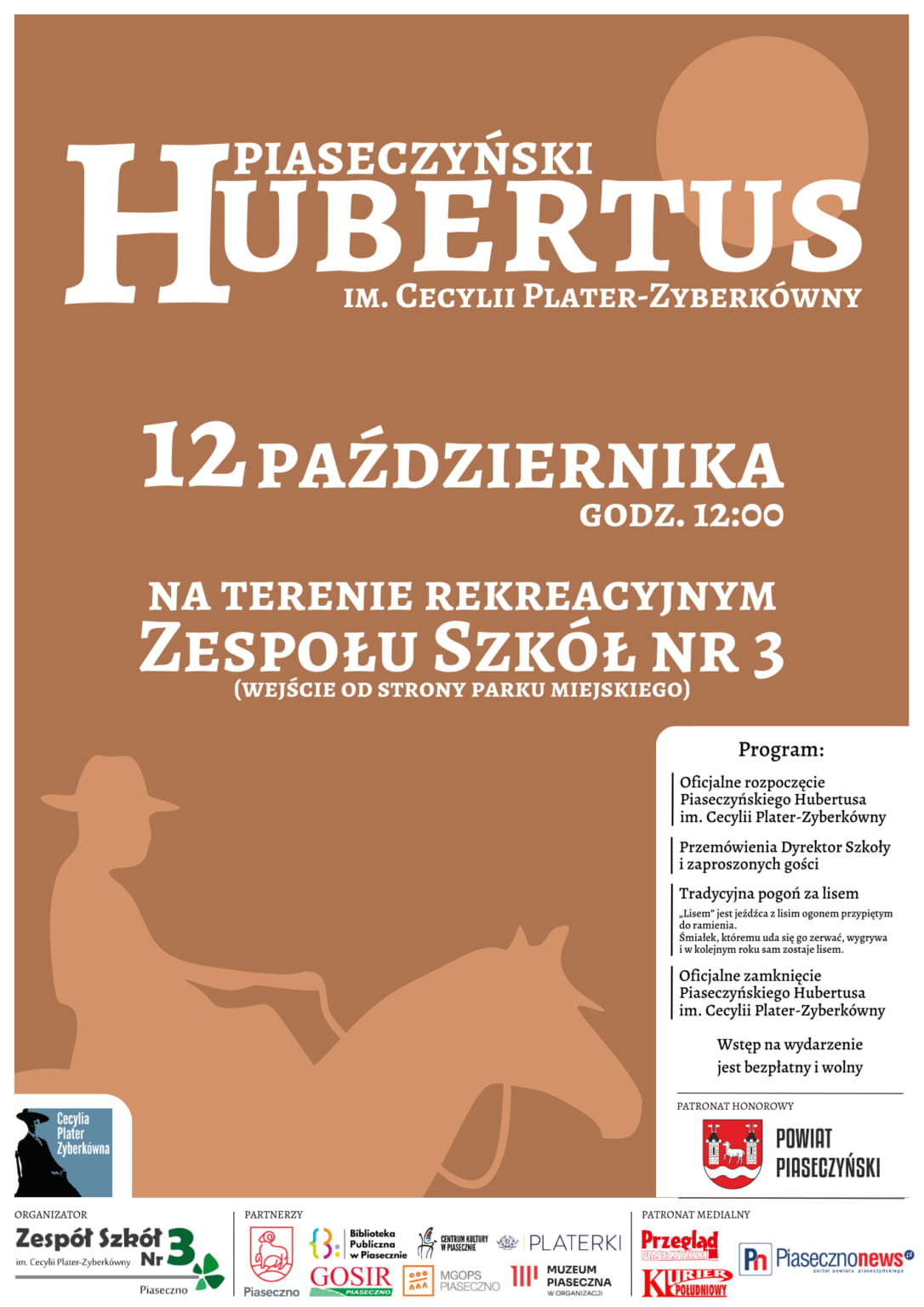 Plakat Piaseczyński Hubertus im. Cecylii Plater-Zyberkówny