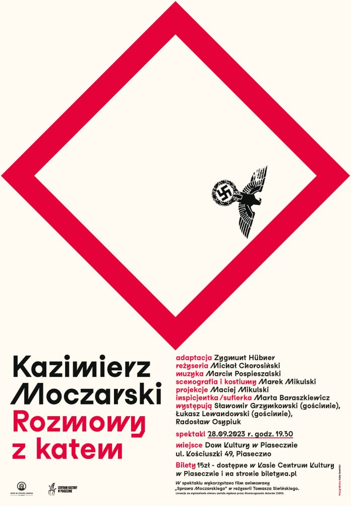 Plakat ROZMOWY Z KATEM w Piasecznie - spektakl Teatru im. Stefana Jaracza z Łodzi