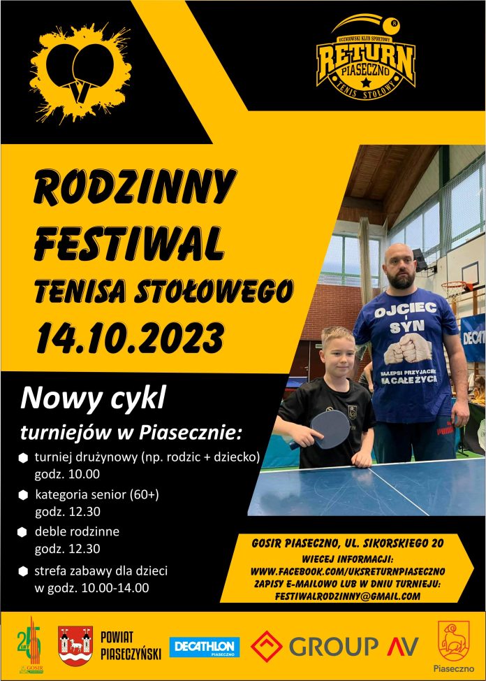 Rodzinny Festiwal Tenisa Stołowego - GOSiR Piaseczno, 14.10.2023 r.