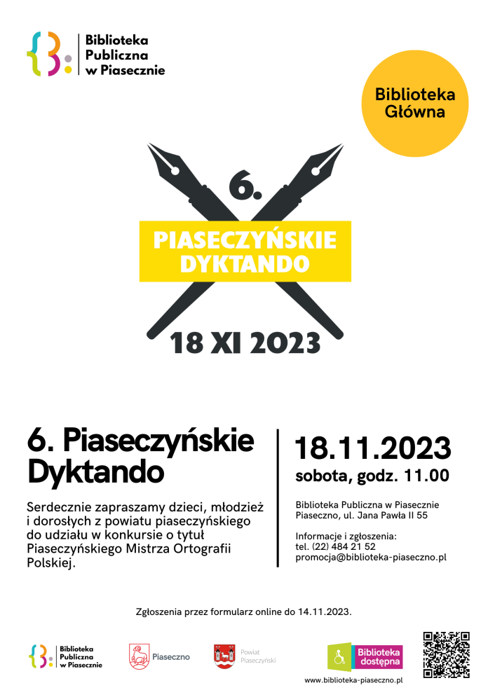 Piaseczyńskie Dyktando - plakat
