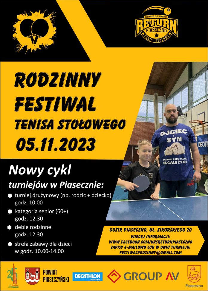 Rodzinny Festiwal Tenisa Stołowego - GOSiR Piaseczno, 05.11.2023 r.