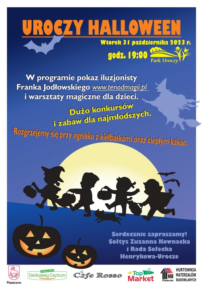 Plakat wydarzenia Uroczy Halloween w Henrykowie Uroczu