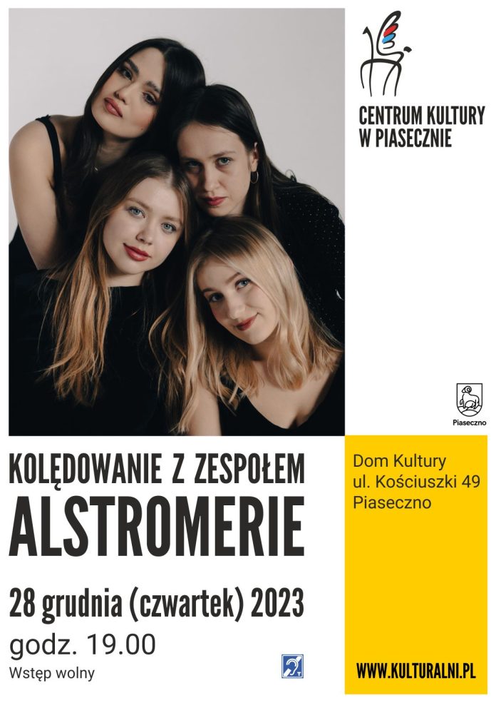 Plakat Kolędowanie z zespołem Alstromerie w Piasecznie