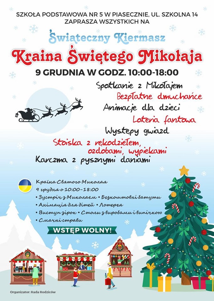 Plakat Kraina Świętego Mikołaja w SP5 Piaseczno