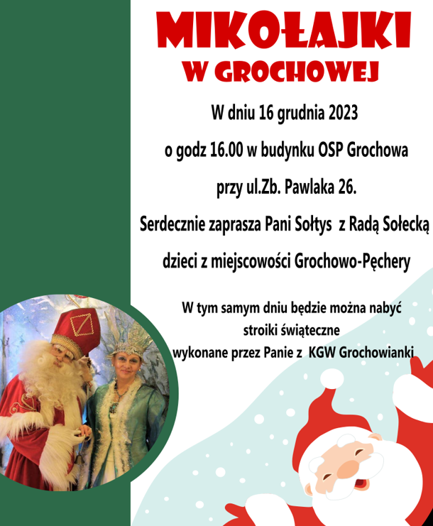 Plakat Mikołaj dla dzieci w Grochowej
