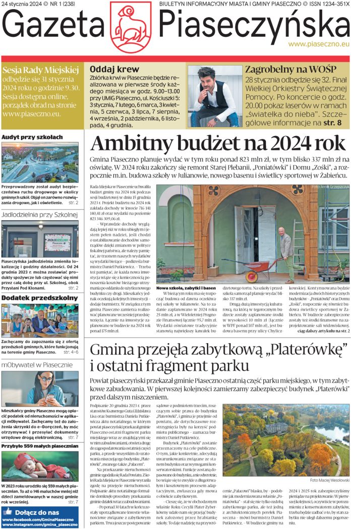 Gazeta Piaseczyńska nr 1/2024 Gazeta Piaseczyńska nr 1/2024
