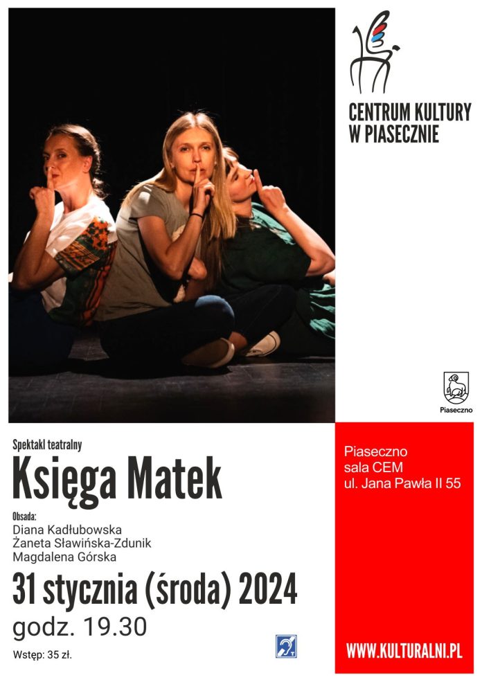 Plakat Księga Matek - spektakl w CEM Piaseczno