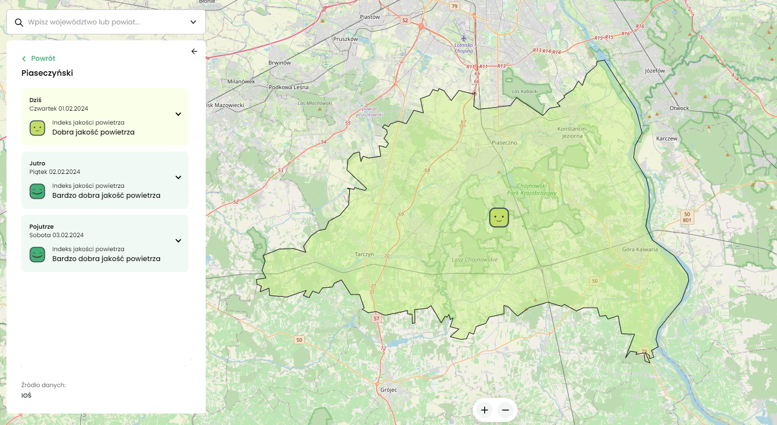 System SYSLOP powiadamiania o złej jakości powietrza na terenie powiatu piaseczyńskiego