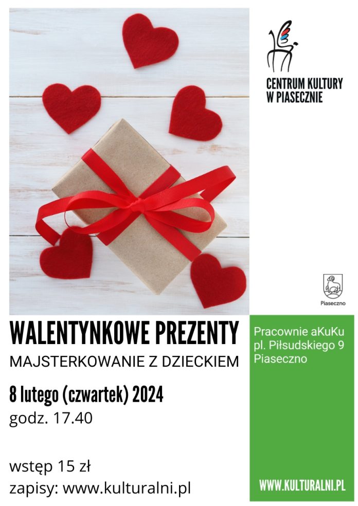 Plakat WALENTYNKOWE PREZENTY - warsztaty z dziećmi w Piasecznie