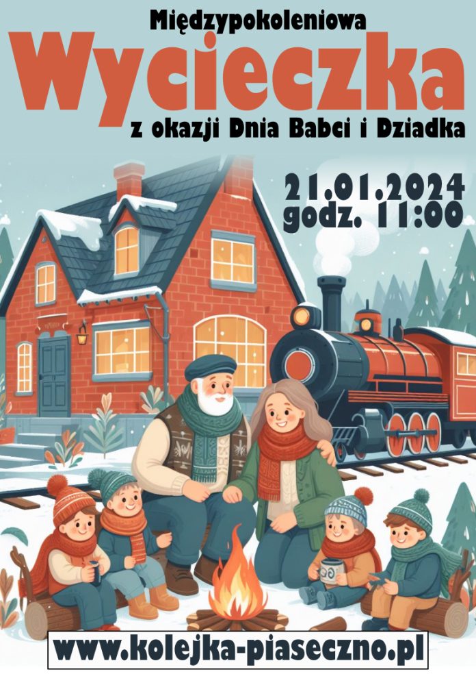 Plakat Wycieczka z okazji Dnia Babci i Dziadka Koleją Wąskotorową
