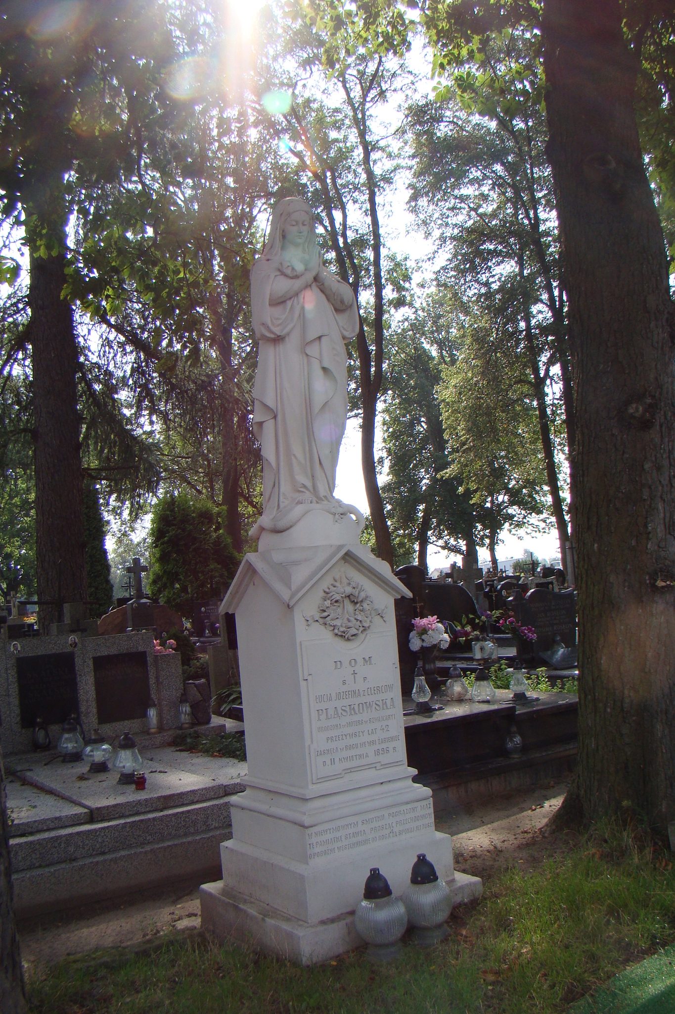 Pomnik Matki Boskiej nad grobem Łucji Józefiny z Clerców Pląskowskiej 1896 r.