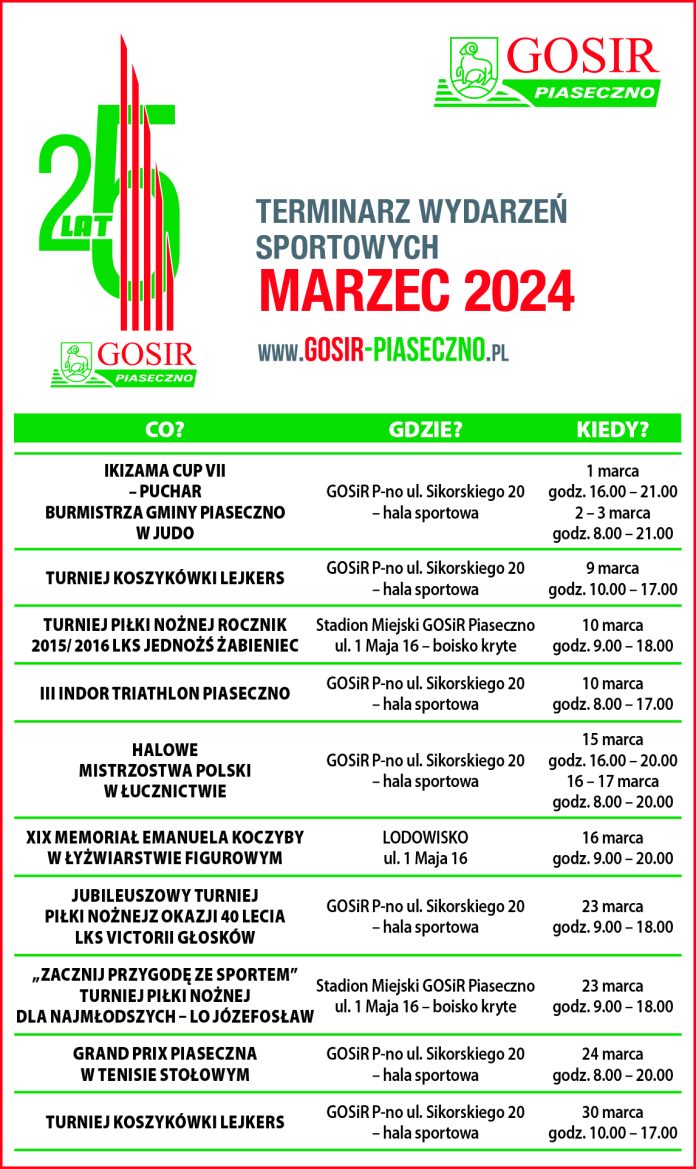 Kalendarium imprez sportowych GOSiR - 03/2024